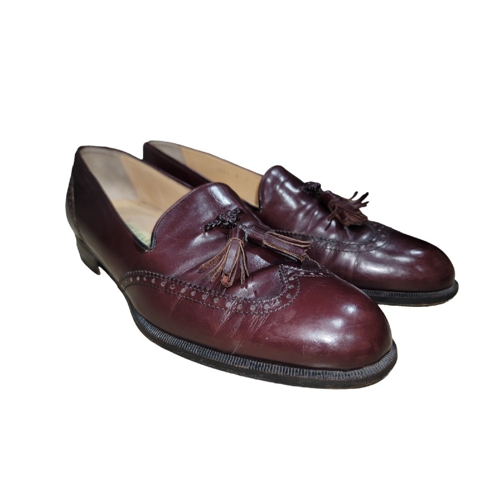 Vintage Cole Haan Men's Brown Leather Tassel Wing Tip Loafers Sz 8 D Made‎ Italy